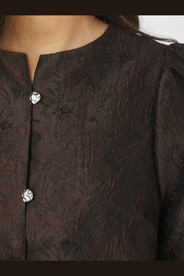 Neo Noir - Aisa Brocade Blouse 166369 - 676 - Dark Brown