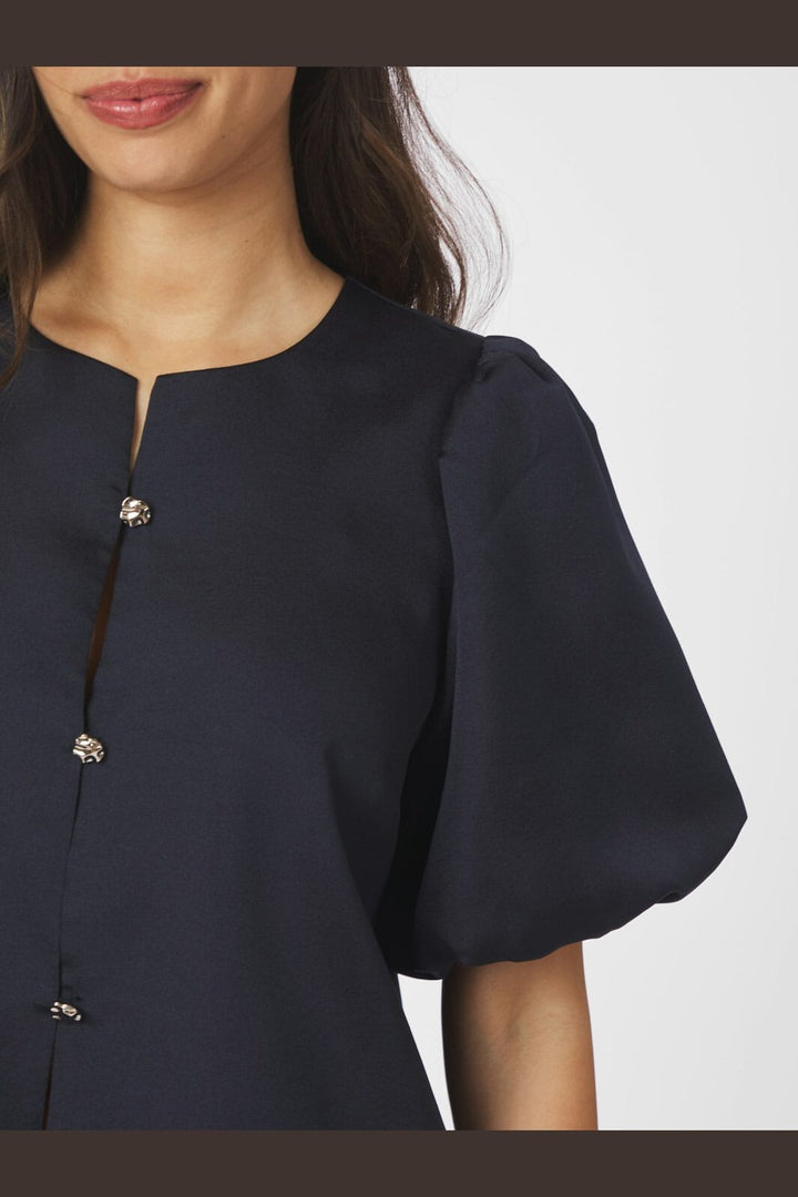 Neo Noir - Aisa Dull Satin Blouse 164658 - 141 - Navy