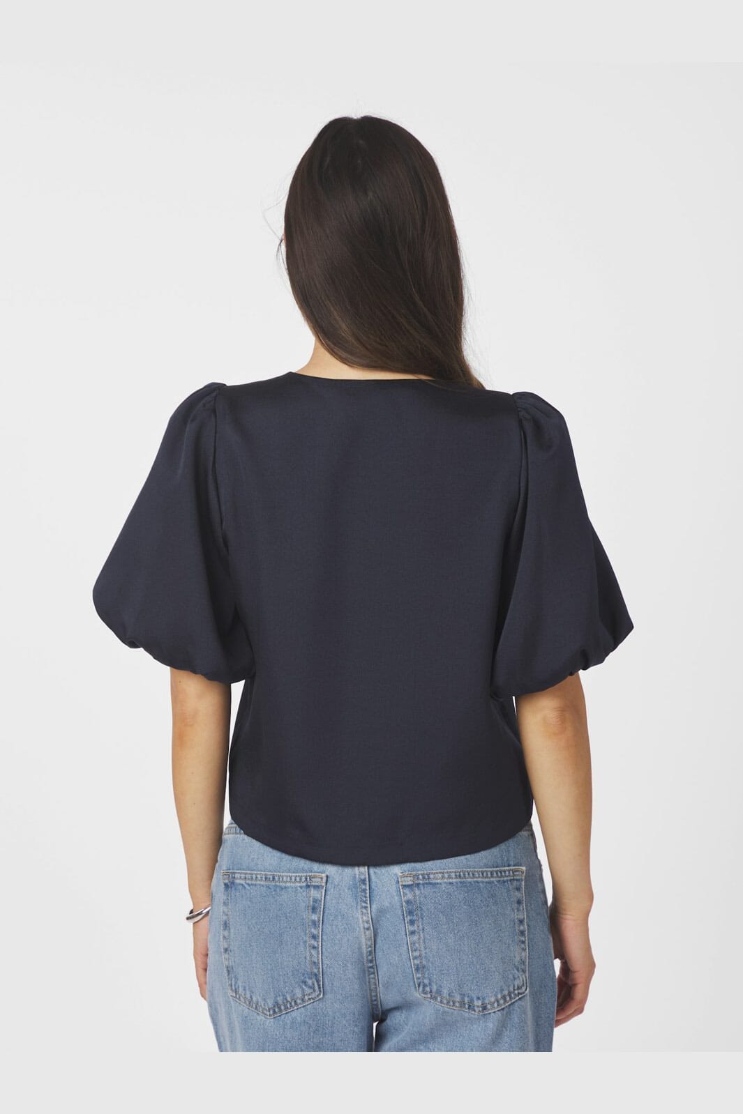 Neo Noir - Aisa Dull Satin Blouse 164658 - 141 - Navy