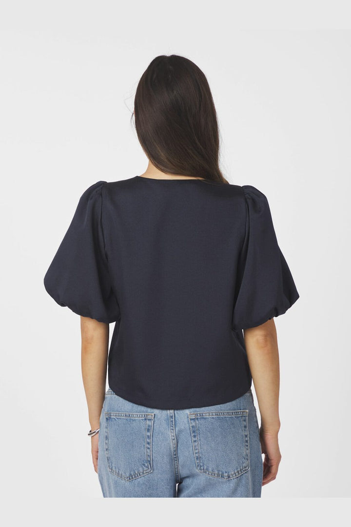 Neo Noir - Aisa Dull Satin Blouse 164658 - 141 - Navy