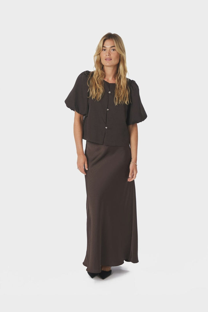 Neo Noir - Aisa Dull Satin Blouse 164658 - 210 - Brown