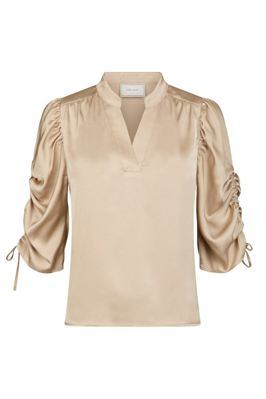 Neo Noir - Alvira Drapy Satin Blouse 166542 - 720 - Champagne