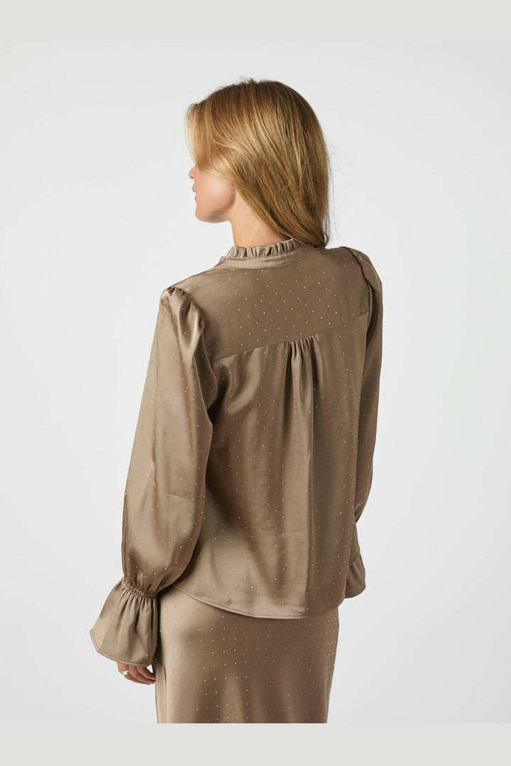 Neo Noir - Amara Heavy Satin Bedaz Blouse 166578 - 811 - Dark Taupe