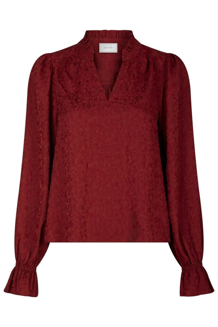 Neo Noir - Amara Jacquard Dot Blouse 164320 - Wine Bluser 