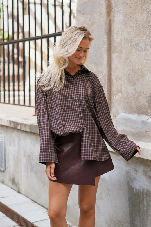Neo Noir - Anella Check Shirt 170207 - 345 - Chocolate Plum Skjorter 
