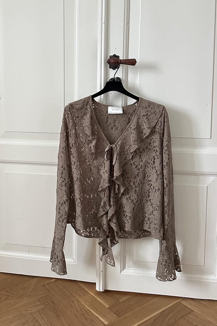 Neo Noir - Anika Lace Blouse - Taupe Bluser 