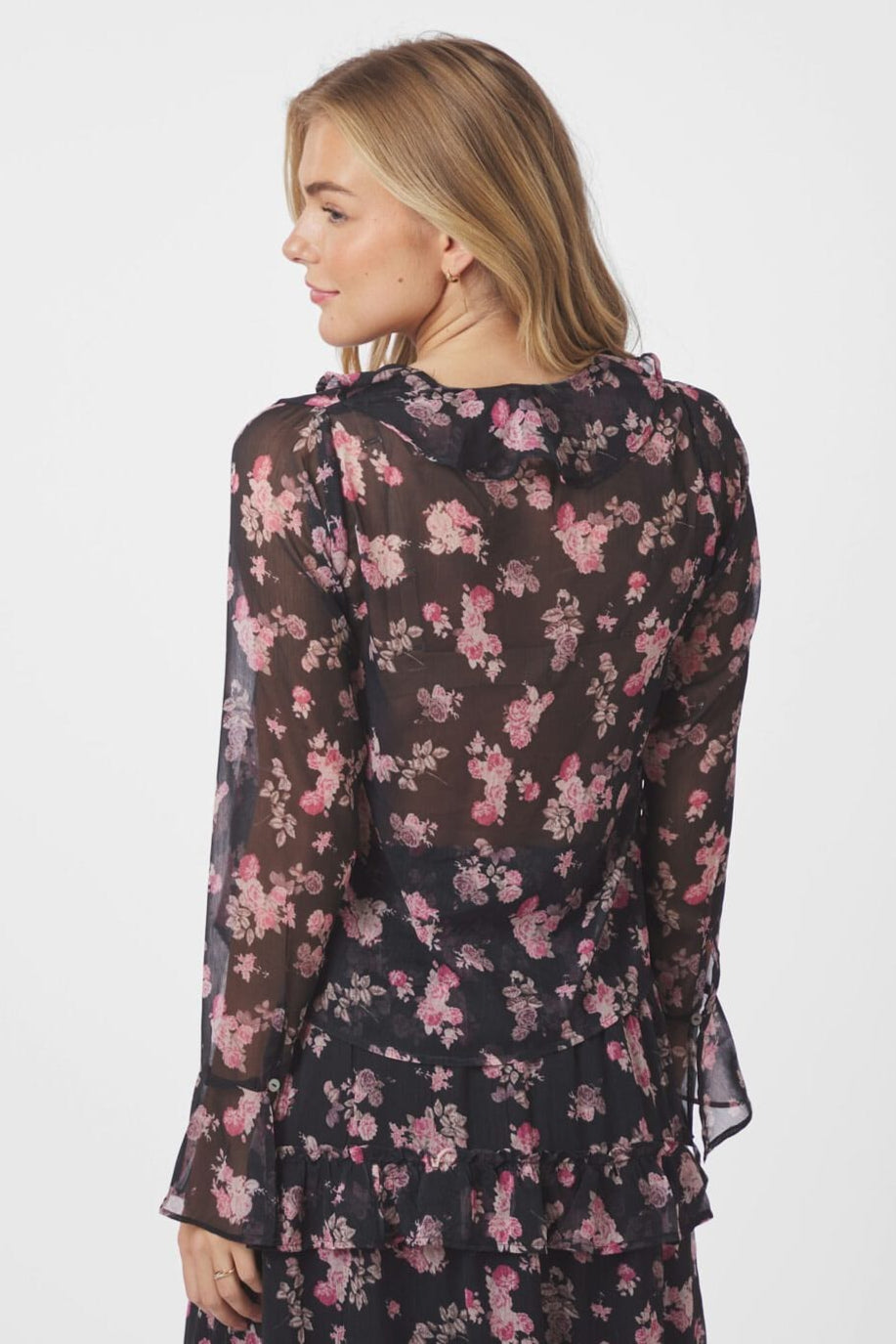 Neo Noir - Anika Marigold Print Blouse 165527 - 702 - Dark Navy