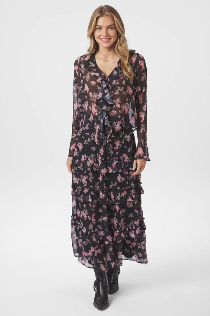 Neo Noir - Anika Marigold Print Blouse 165527 - 702 - Dark Navy