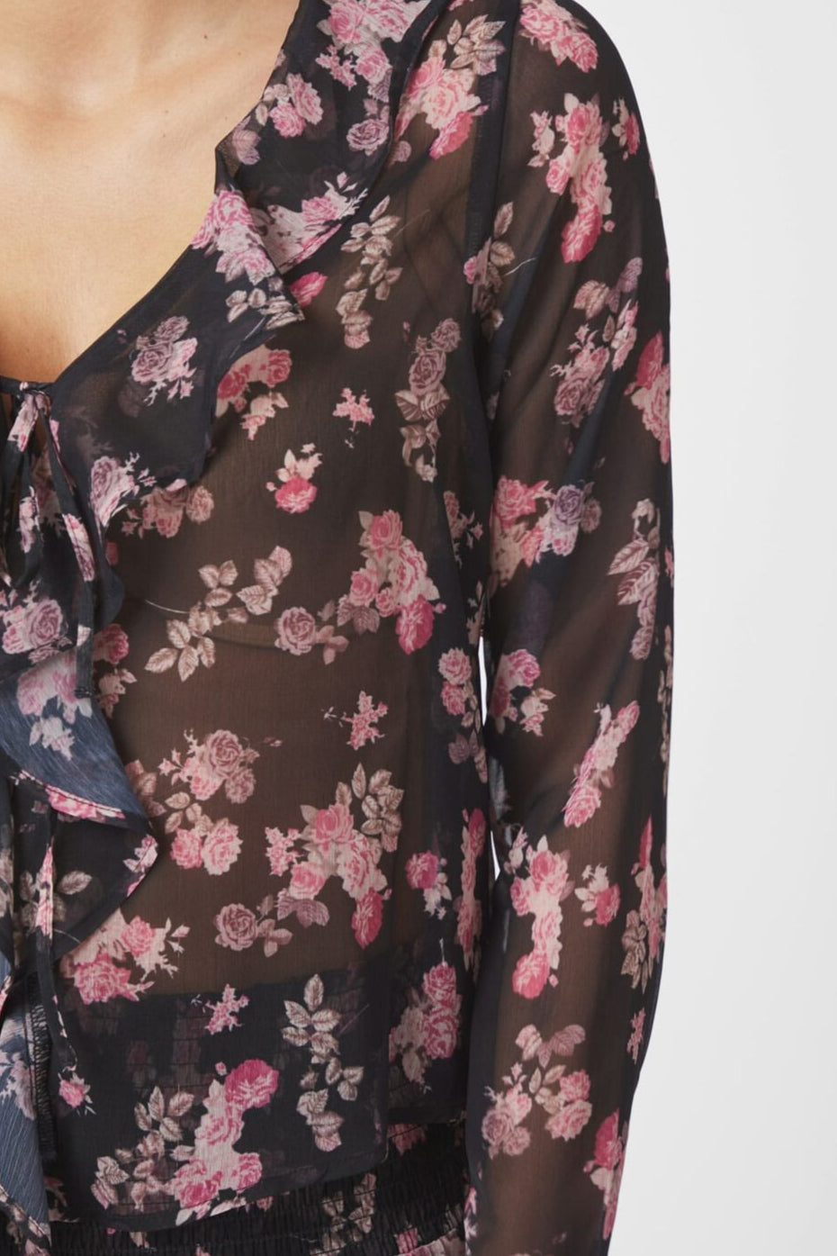 Neo Noir - Anika Marigold Print Blouse 165527 - 702 - Dark Navy