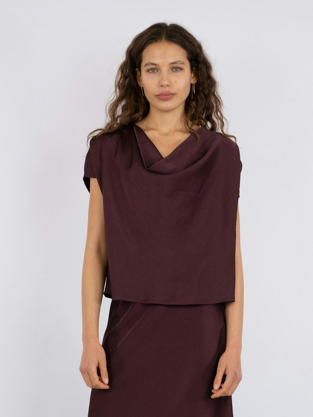 Neo Noir - Annabeth Heavy Sateen Tee - Burgundy T-shirts 