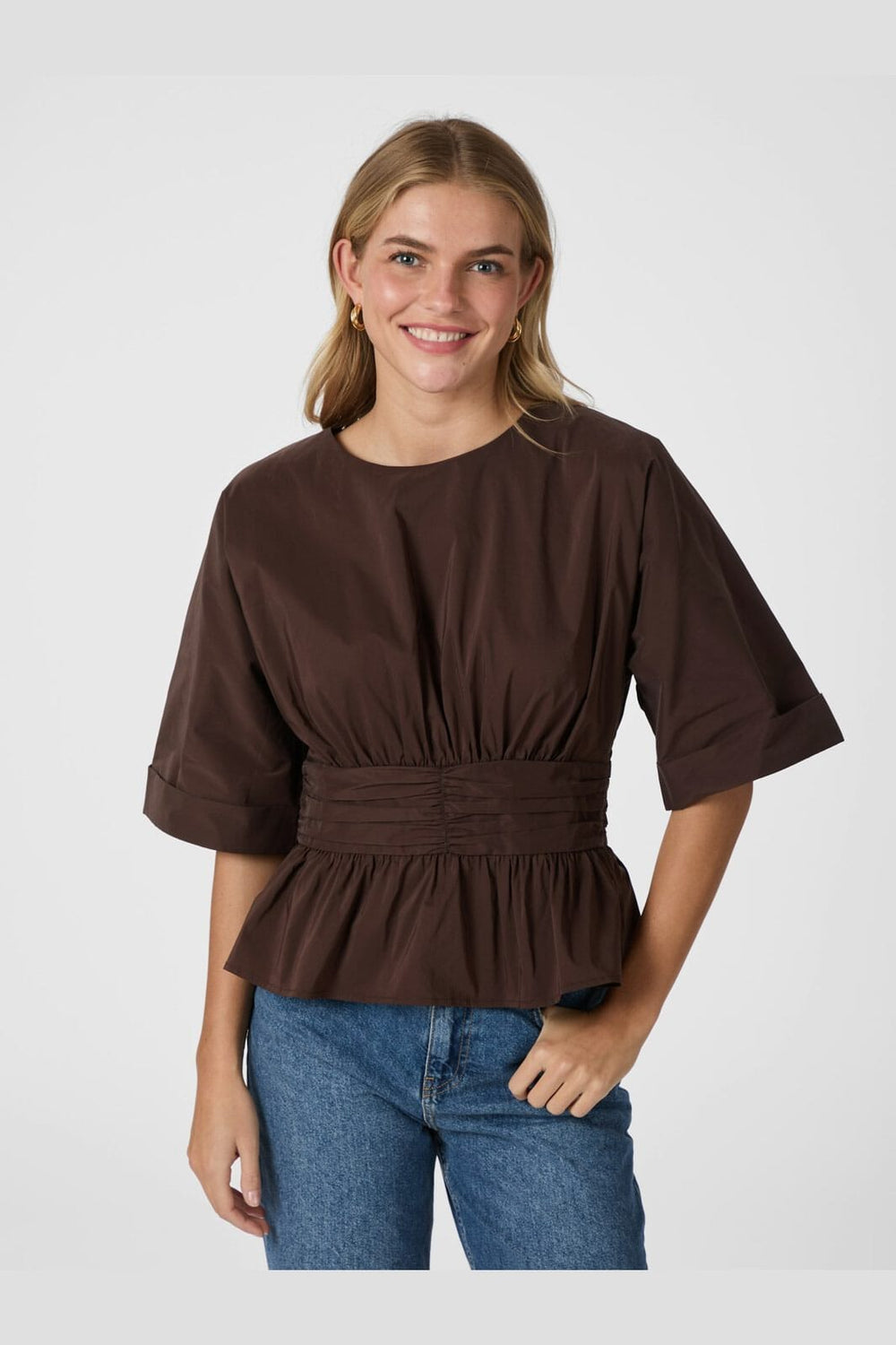 Neo Noir - Annegret Poplin Blouse 162365 - 584 - Chocolate Brown