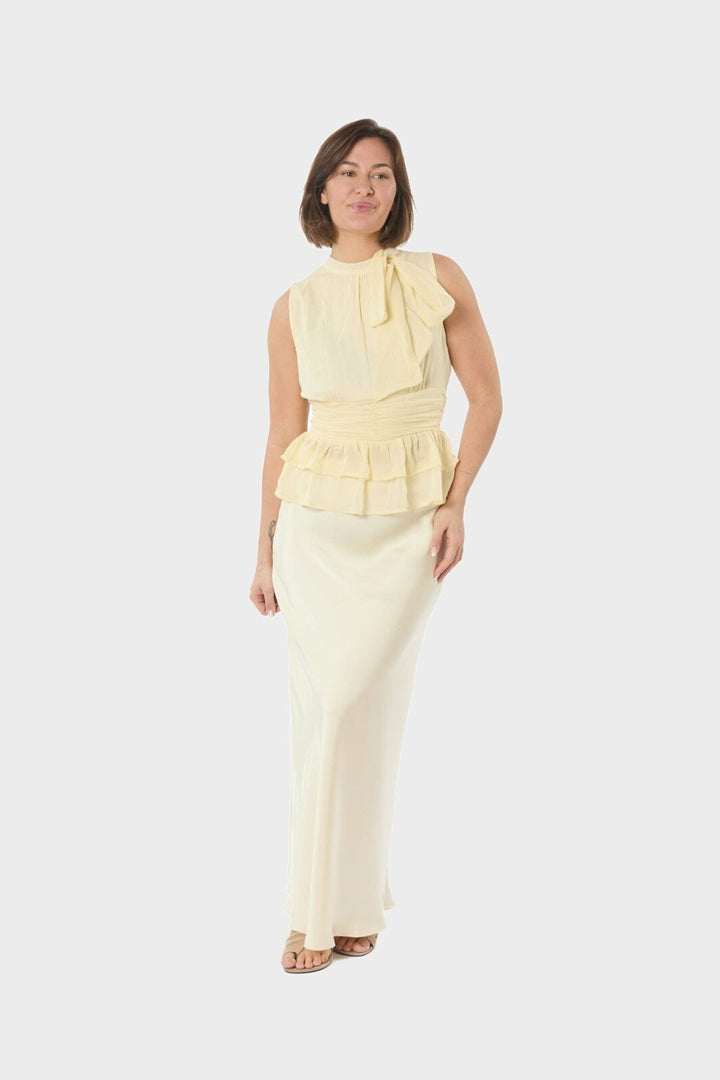 Neo Noir - Ansol Solid Chiffon Top 166671 - 191 - Light Yellow