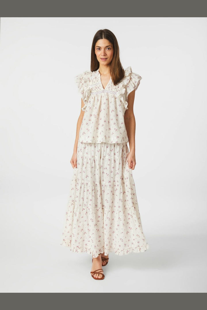 Neo Noir - Asta Small Blossom Skirt 165649 - 122 - Creme