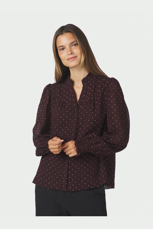 Neo Noir - Astrida Dotted Blouse 170798 - 174 - Burgundy