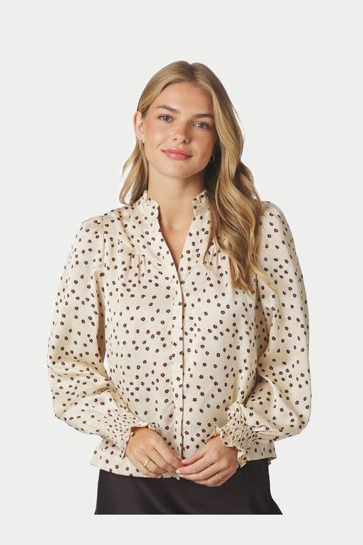 Neo Noir - Astrida Flower Jacquard Blouse 170202 - 122 - Creme