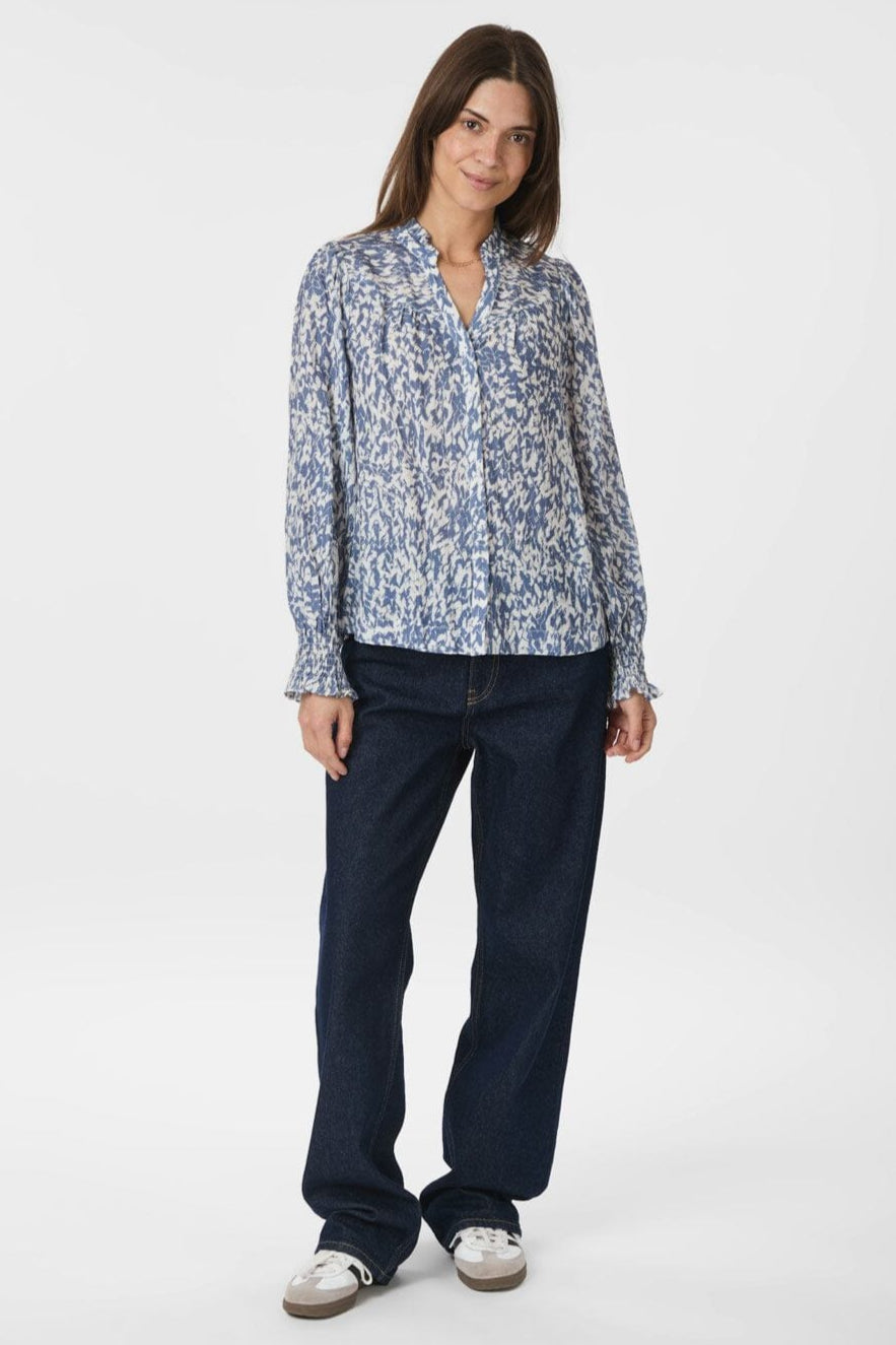 Neo Noir - Astrida Fracture Blouse 166406 - 142 - Dusty Blue