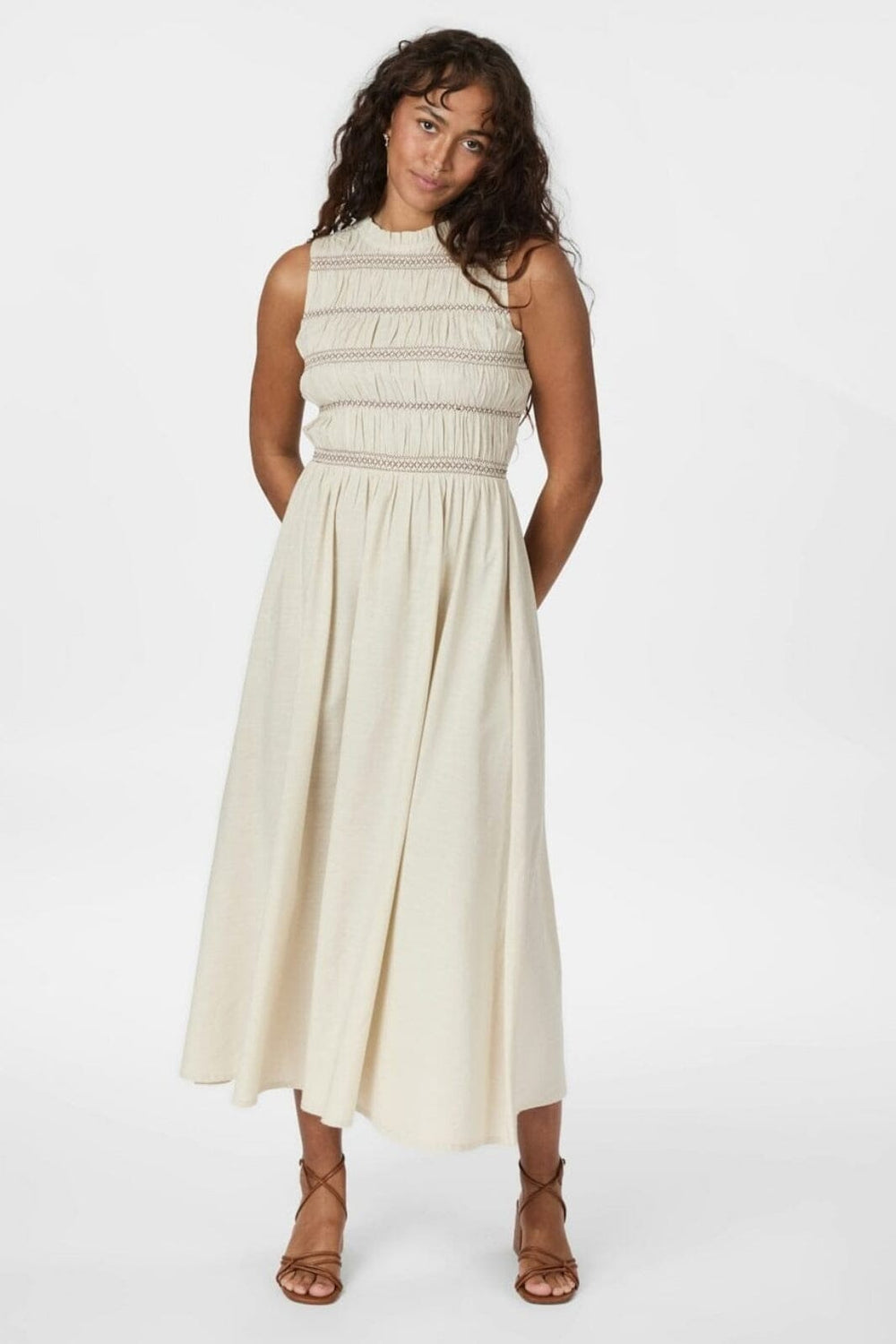 Neo Noir - Atika Deco Smock Dress 166105 - 124 - Ivory