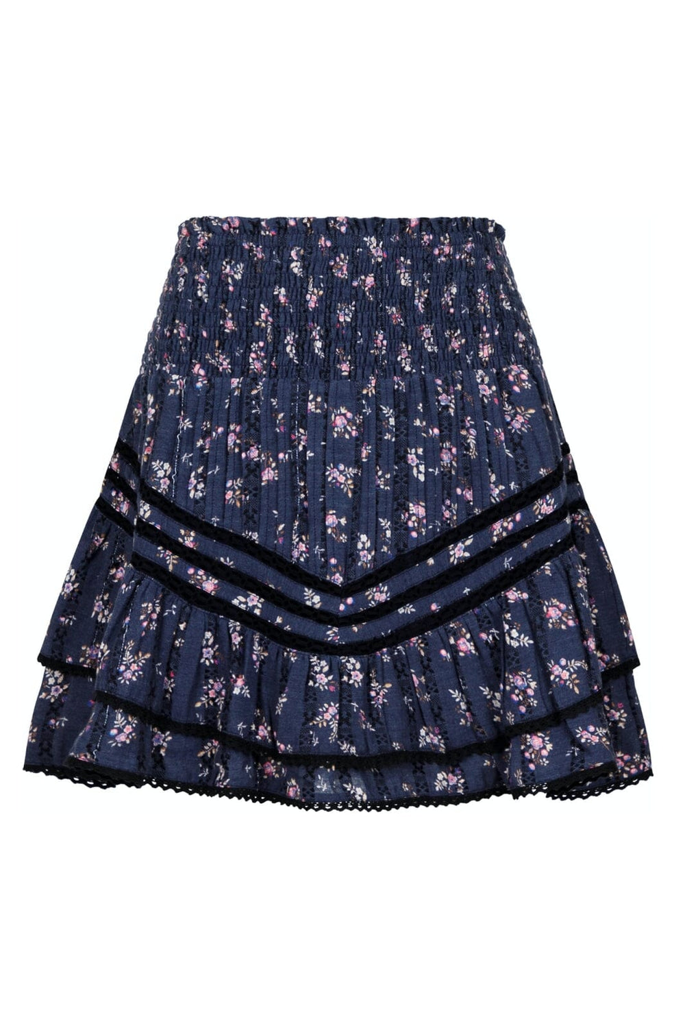 Neo Noir - Atkin Delicate Floral Skirt - Dusty Navy Nederdele 