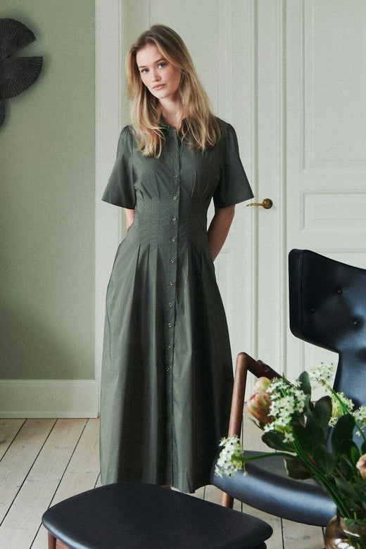 Neo Noir - Baia Poplin Dress 165343 - 151 - Army Kjoler 