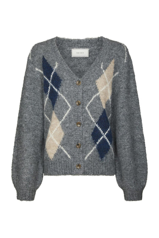 Neo Noir - Beleney Small Check Fluff Cardigan 169343 - 104 - Dark Grey