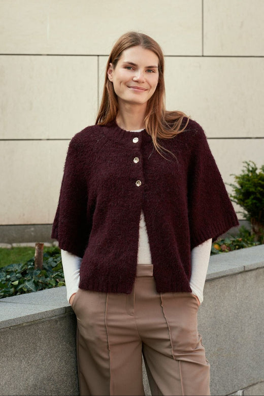 Neo Noir - Benuta Fluffy Knit Cardigan 165816 - 174 - Burgundy Cardigans 