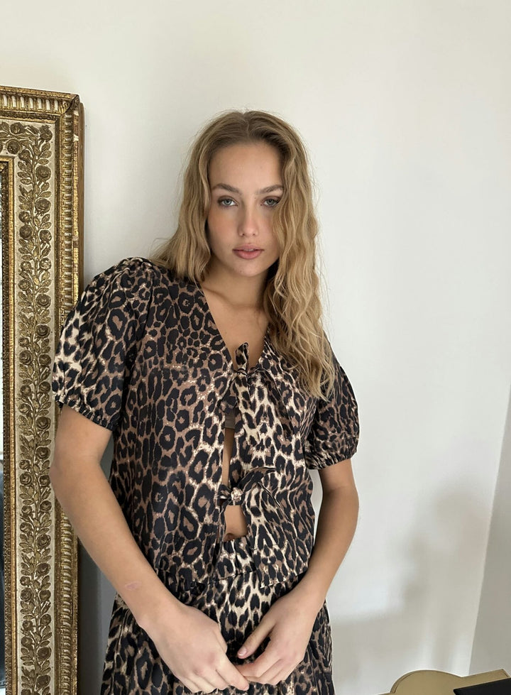 Neo Noir - Bianca Leo Blouse - Leopard Bluser 