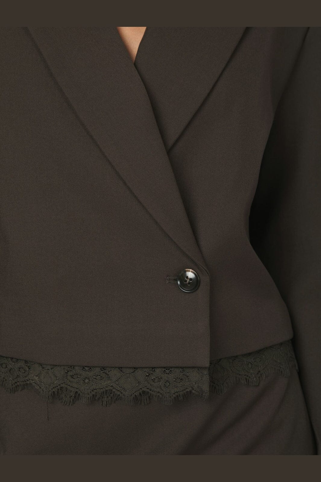 Neo Noir - Blythe Structure Lace Blazer 170658 - 676 - Dark Brown
