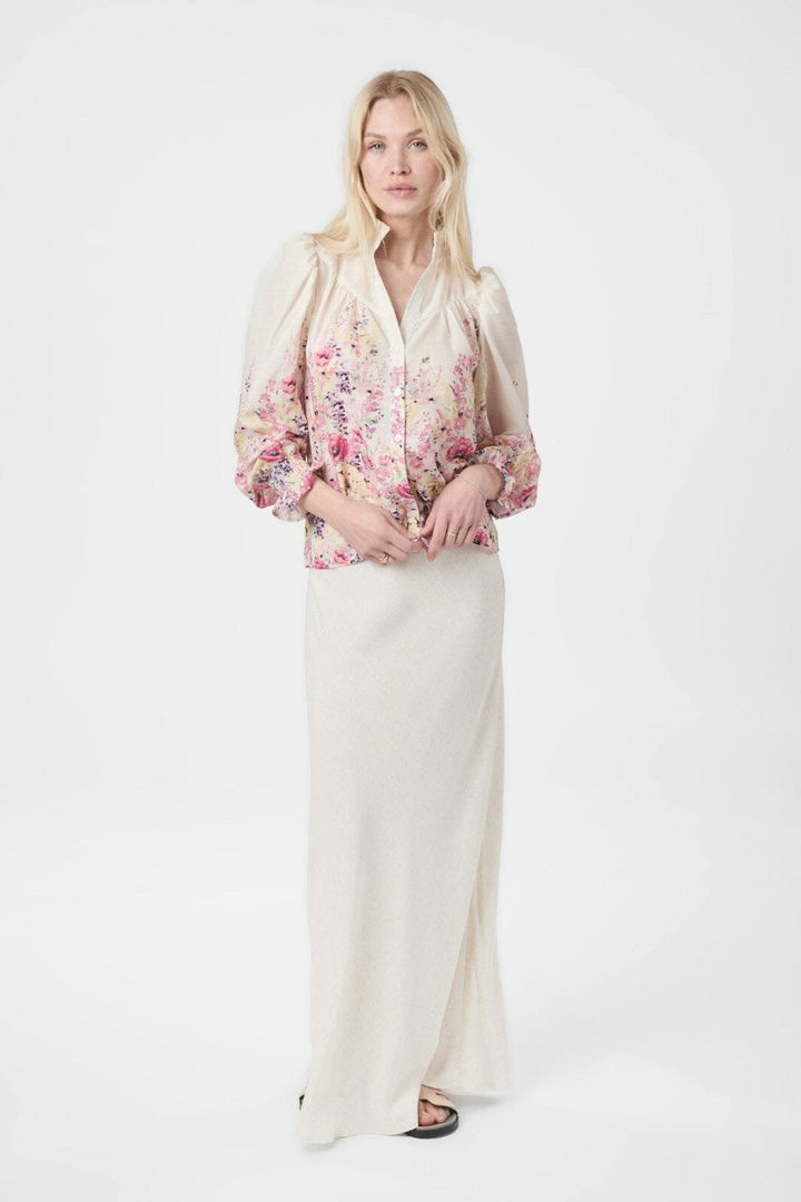 Neo Noir - Calloma Flower Print Blouse 166266 - 124 - Ivory