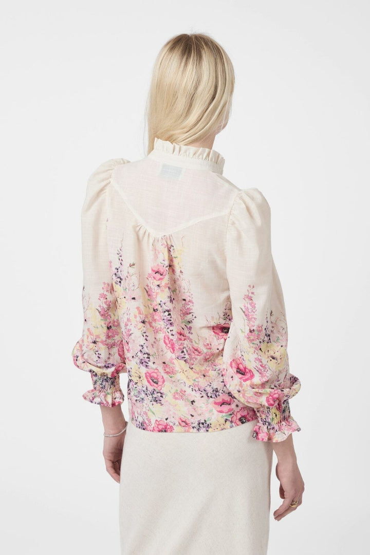 Neo Noir - Calloma Flower Print Blouse 166266 - 124 - Ivory