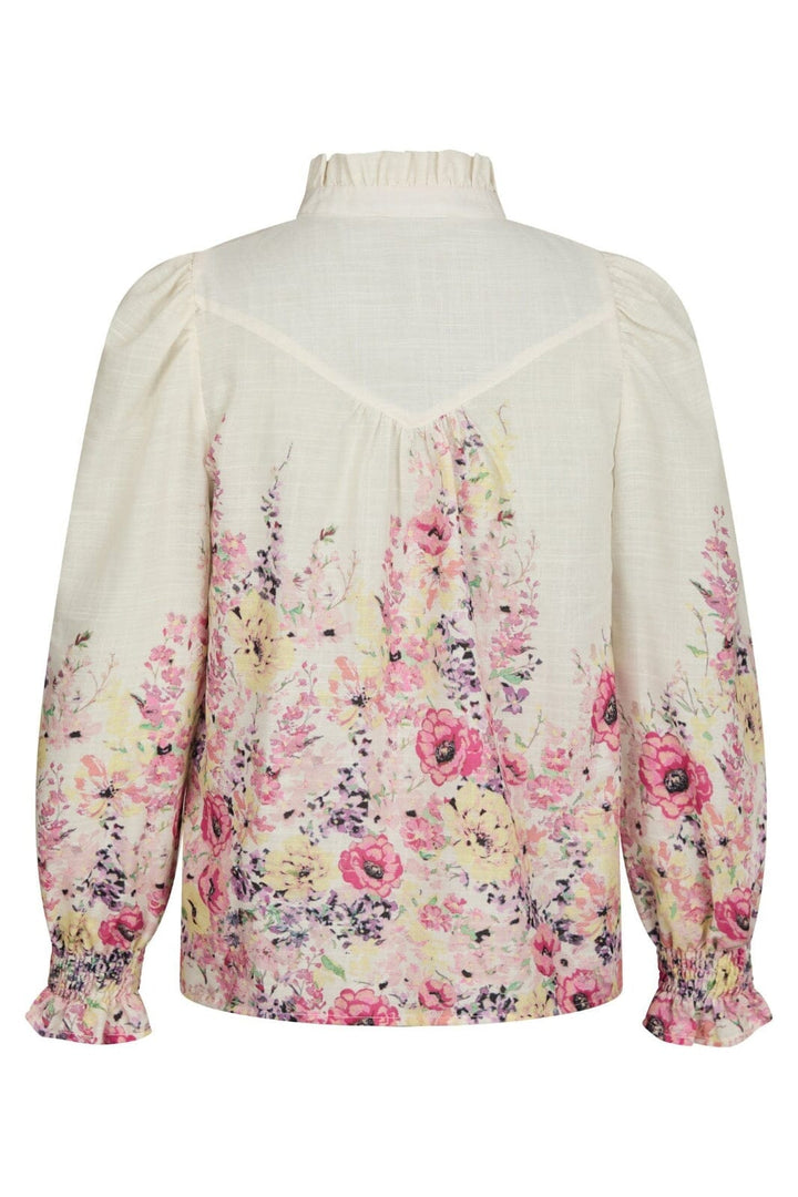 Neo Noir - Calloma Flower Print Blouse 166266 - 124 - Ivory