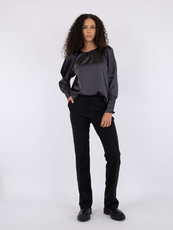 Neo Noir - Camma Heavy Sateen Blouse - Steel Grey