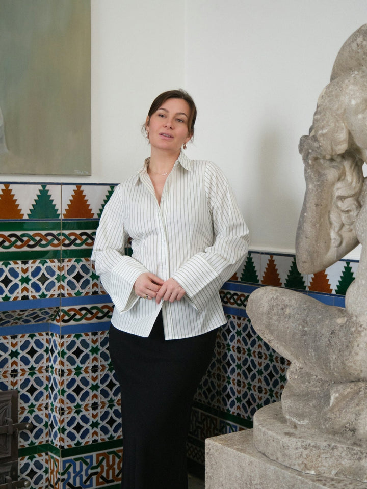 Neo Noir - Caroli Stripe Shirt 166107 - 723 - Dusty Green Skjorter 