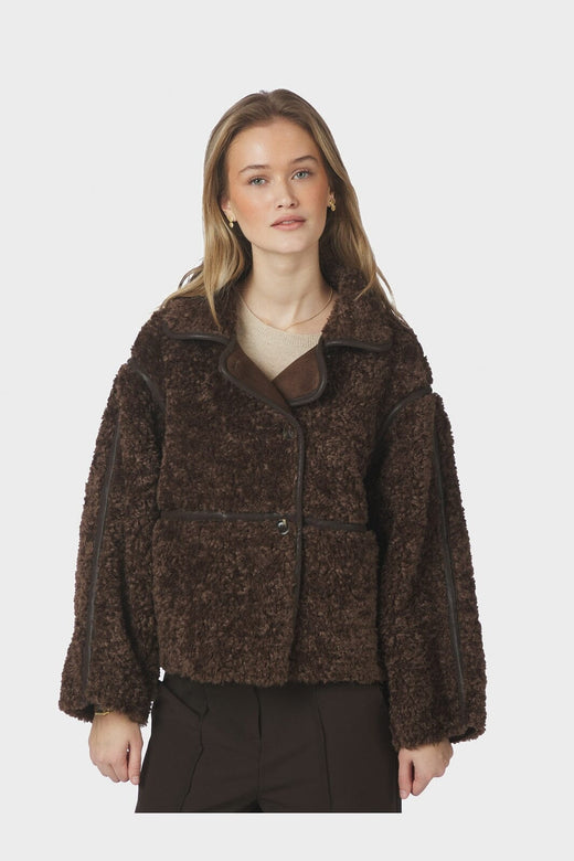 Neo Noir - Castor Faux Fur Jacket 164862 - 676 - Dark Brown