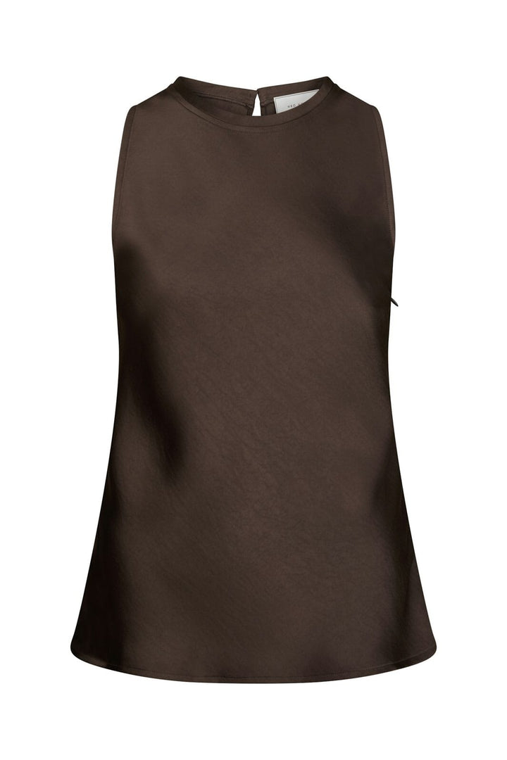 Neo Noir - Celina Heavy Sateen Top 167209 - 676 - Dark Brown