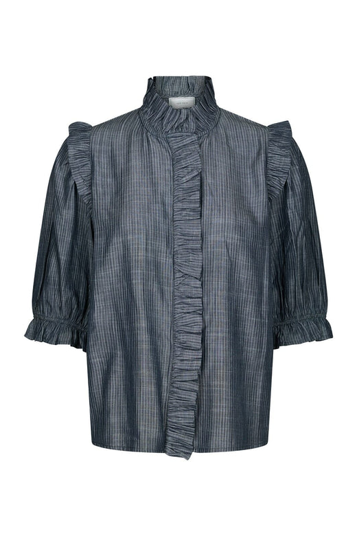 Neo Noir - Chacha Chambray Stripe Blouse 169737 - 534 - Dark Blue