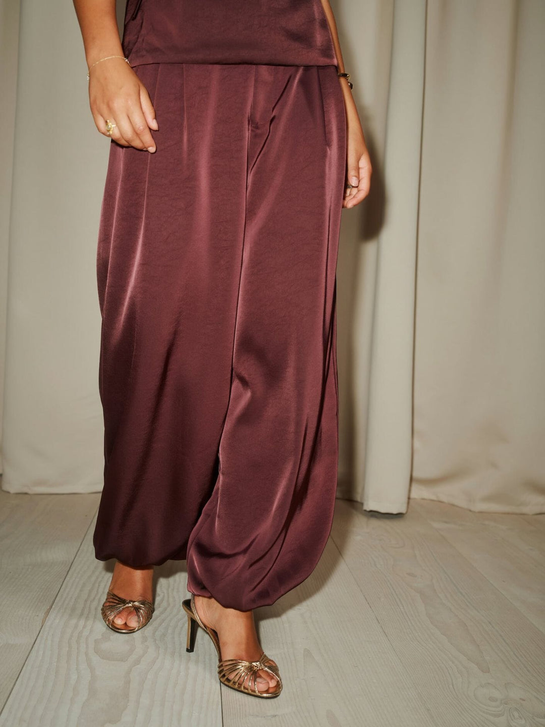 Neo Noir - Chantel Heavy Sateen Balloon Pants 171104 - 174 - Burgundy Bukser 