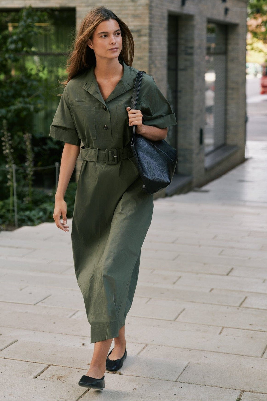 Neo Noir - Cina Poplin Dress 170039 - 151 - Army Kjoler 
