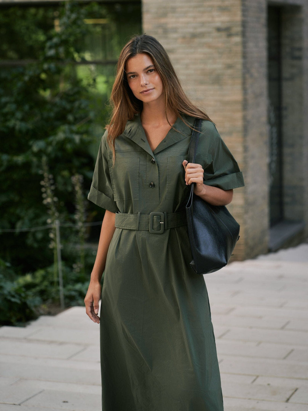 Neo Noir - Cina Poplin Dress 170039 - 151 - Army Kjoler 