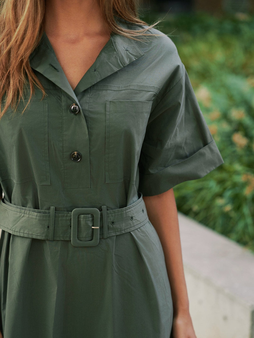 Neo Noir - Cina Poplin Dress 170039 - 151 - Army Kjoler 