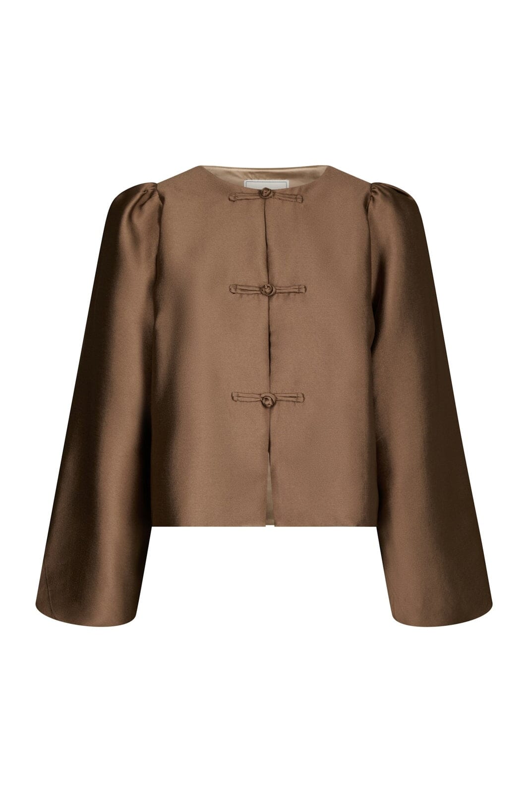 Neo Noir - Daliska Mandarin Satin Blouse 171187 - 811 - Dark Taupe