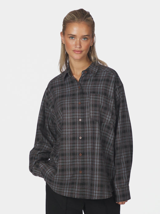 Neo Noir - Dalma Flannel Check Shirt 171678 - 189 - Warm Grey Skjorter 