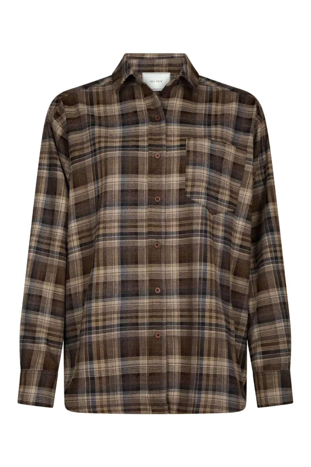 Neo Noir - Dalma Flannel Check Shirt 171678 - 811 - Dark Taupe Skjorter 