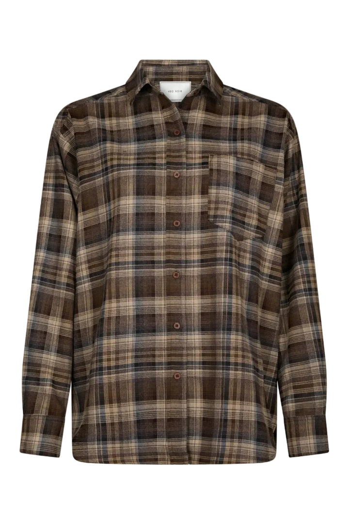 Neo Noir - Dalma Flannel Check Shirt 171678 - 811 - Dark Taupe Skjorter 