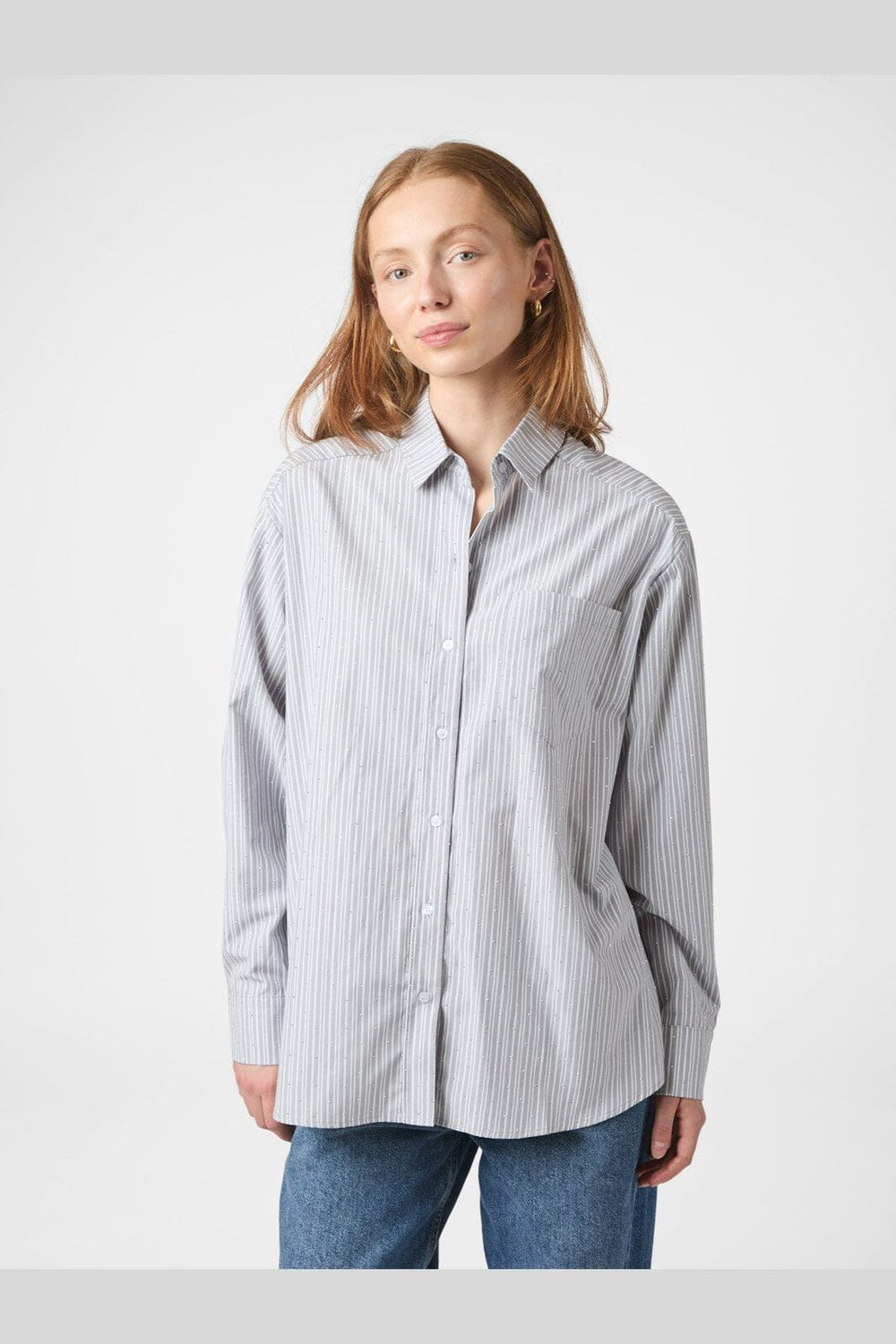Neo Noir - Dalma Stripe Stone Shirt 162109 - 131 - Light Grey