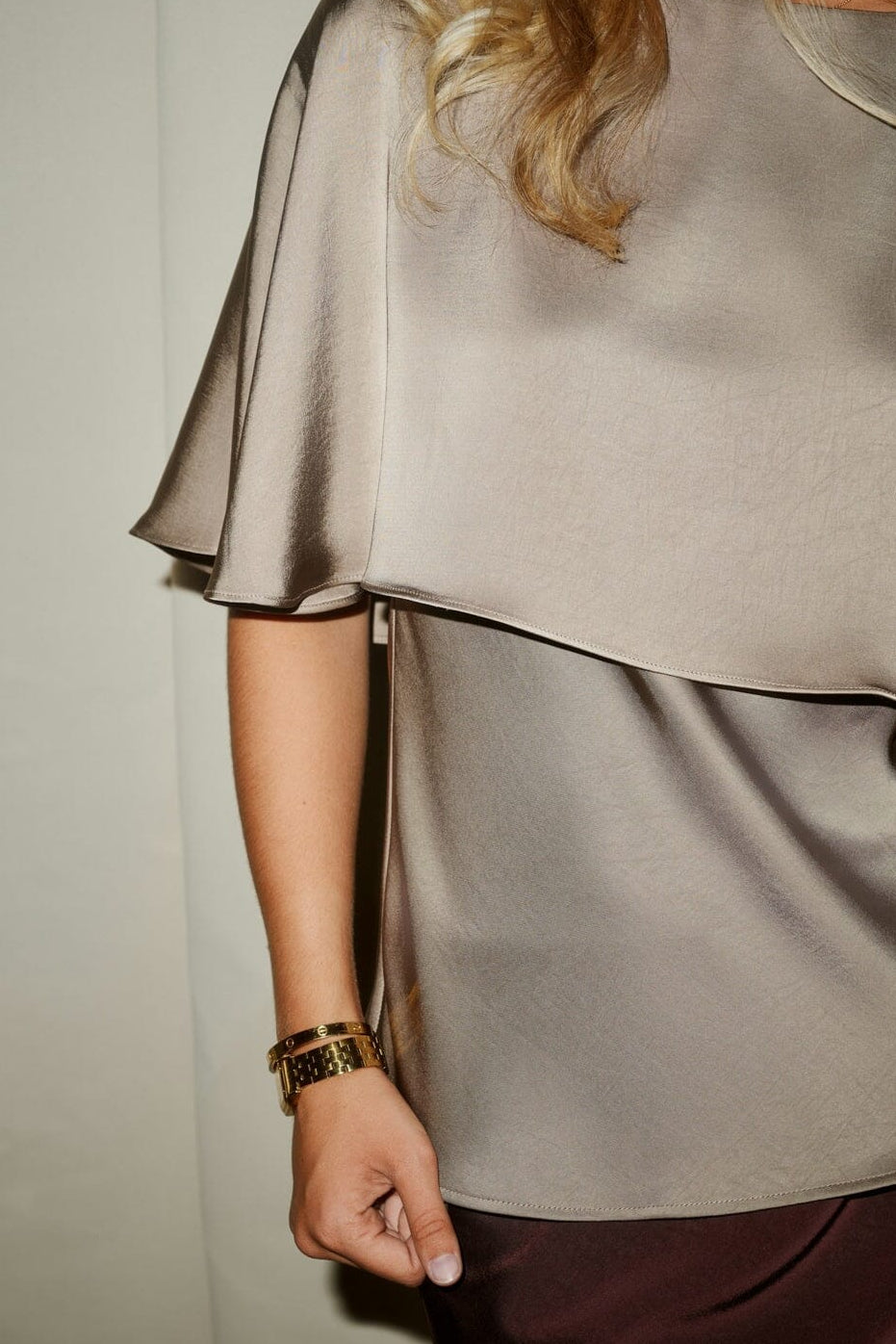 Neo Noir - Danira Heavy Sateen Top 171564 - 811 - Dark Taupe