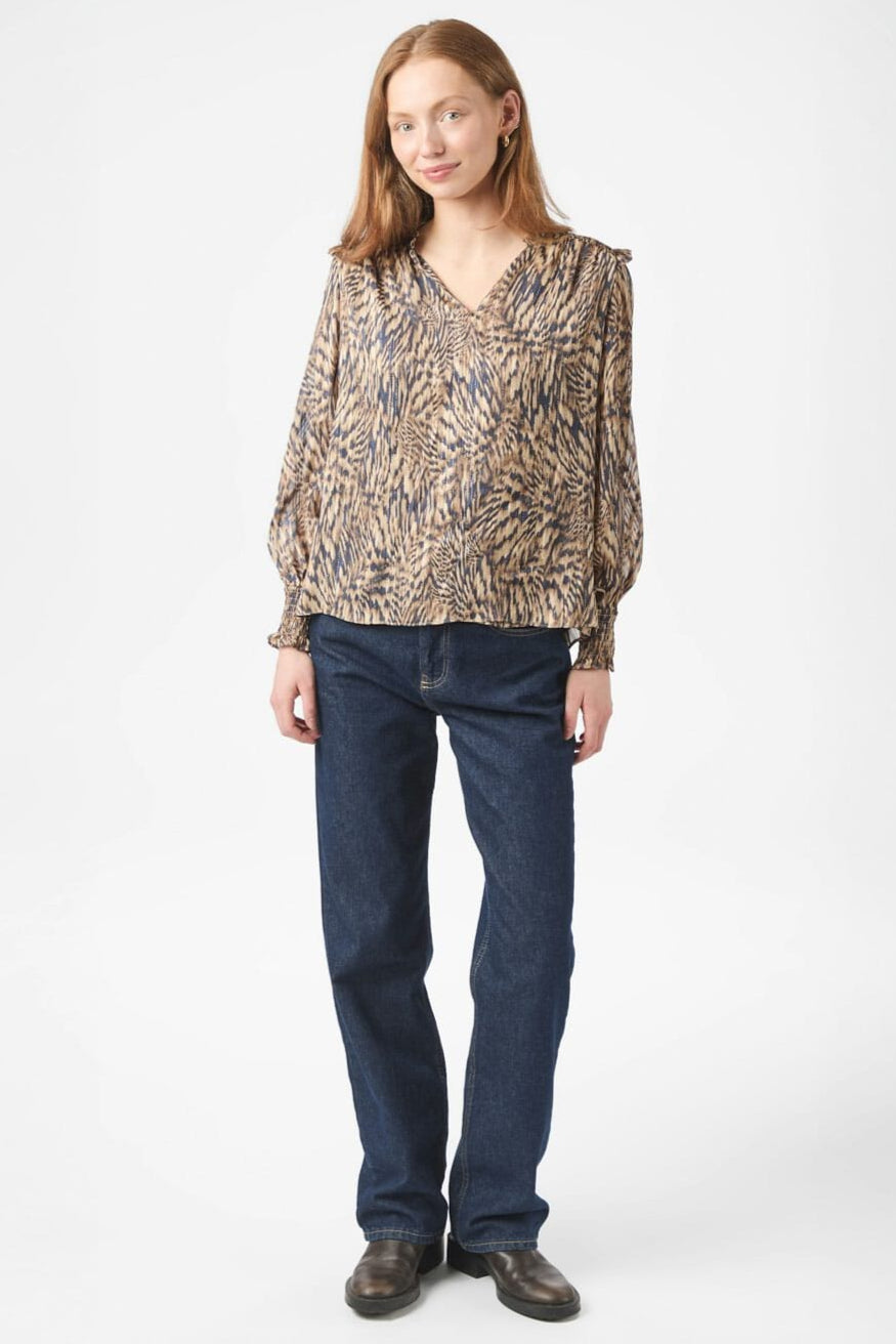 Neo Noir - Davina Pattern Blouse 166259 - 543 - Camel