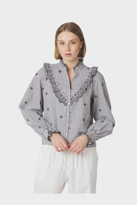 Neo Noir - Degas Check Blouse 169831 - 130 - Grey