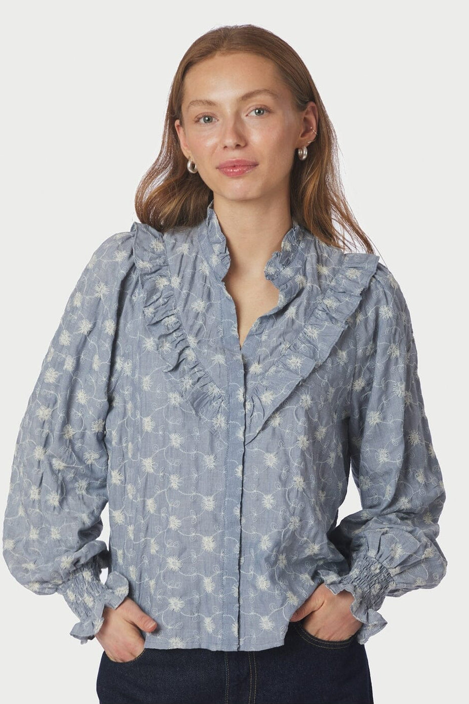 Neo Noir - Degas Delicate Blouse 166785 - 142 - Dusty Blue