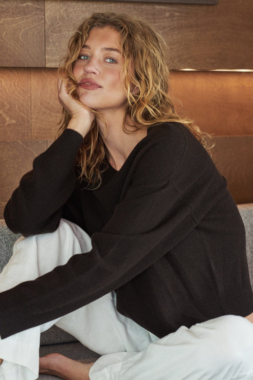 Neo Noir - Detri Wool Knit Blouse 167774 - 676 - Dark Brown Bluser 
