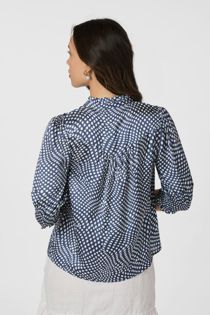 Neo Noir - Diana Vibrant Dot Blouse 163423 - 141 - Navy